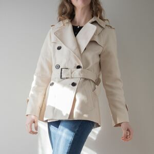 Cream White Coach Short Trench Preppy Classic Minimalist Quiet Luxury Women coat